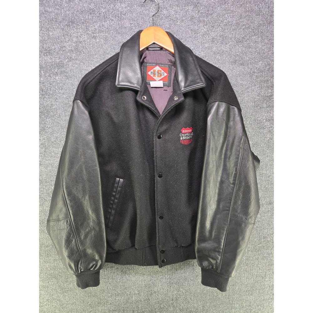 Vintage Image Seller Denver ChopHouse Brewery Wool Leather Varsity Jacket Mens M